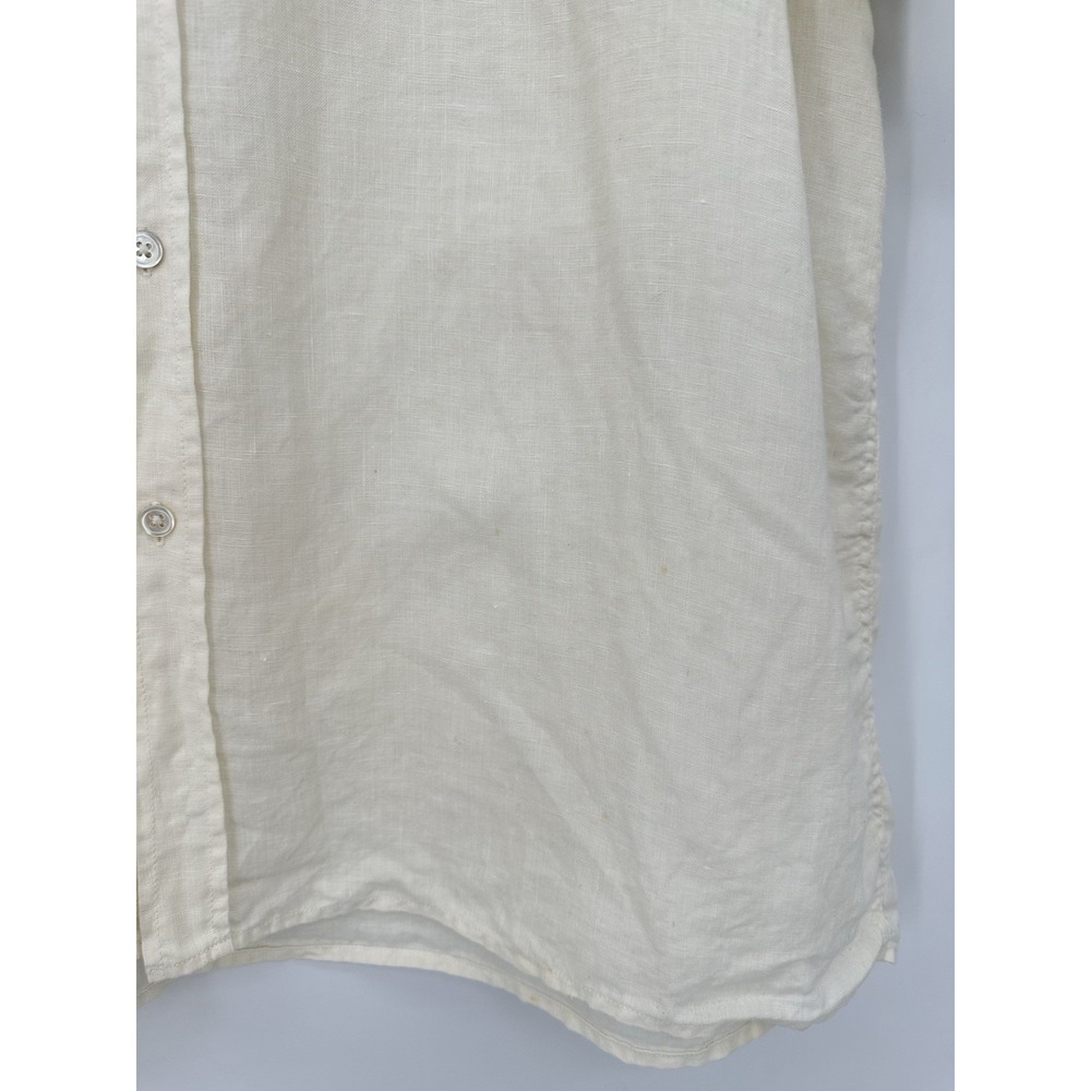 Martin Gordon 100% Linen Shirt XL Ivory Button Up Short Sleeve Coastal Resort - Picture 6 of 12